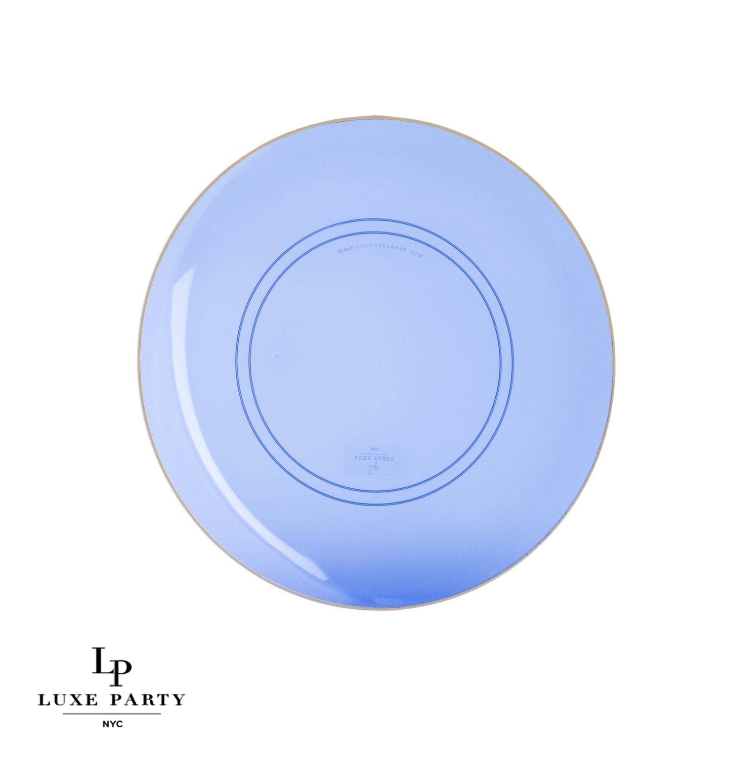 Round Transparent Bartenura Blue • Gold Plastic Plates | 10