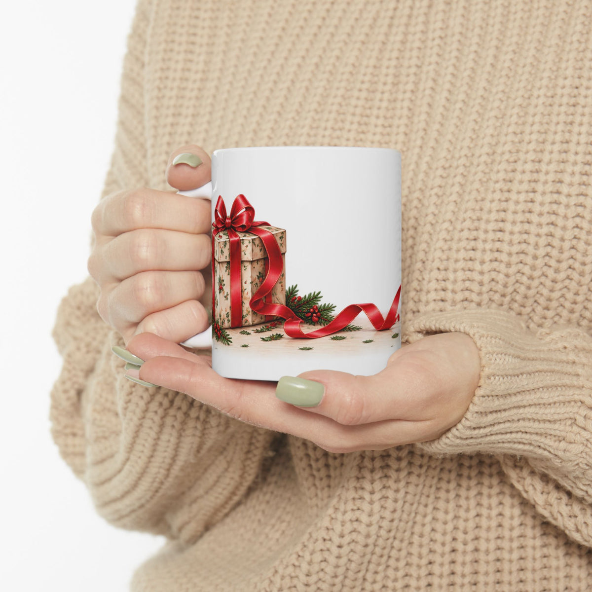 Christmas Cat Ribbon Heist -Personalized  Ceramic Mug