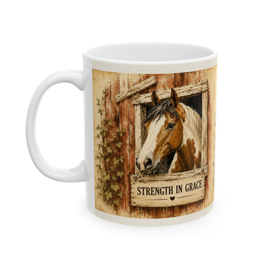 Strength in Grace- Paint Horse Mug, (11oz)
