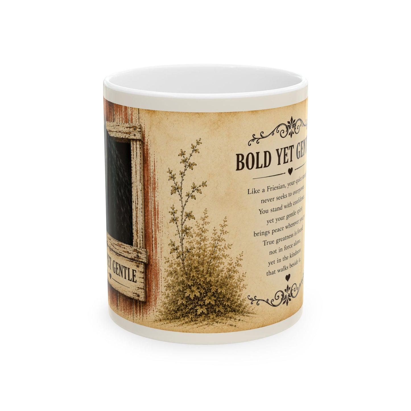 Bold Yet Gentle- Vintage Friesian Mug (11oz)