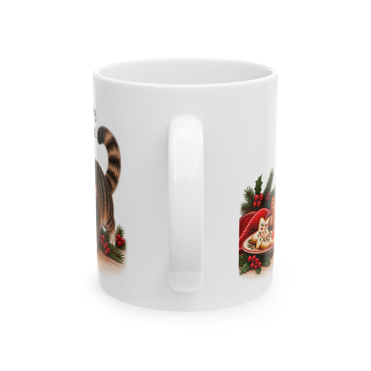 Christmas Cat Stealing Santa’s Cookies  – Personalized Holiday Ceramic Mug
