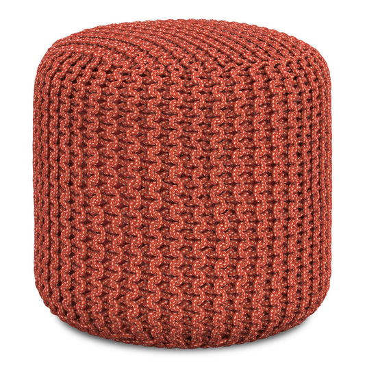 Wynne - Round Knitted Outdoor / Indoor Pouf - Orange