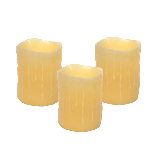 Set of Three Cozy LED Wax Drip Candles