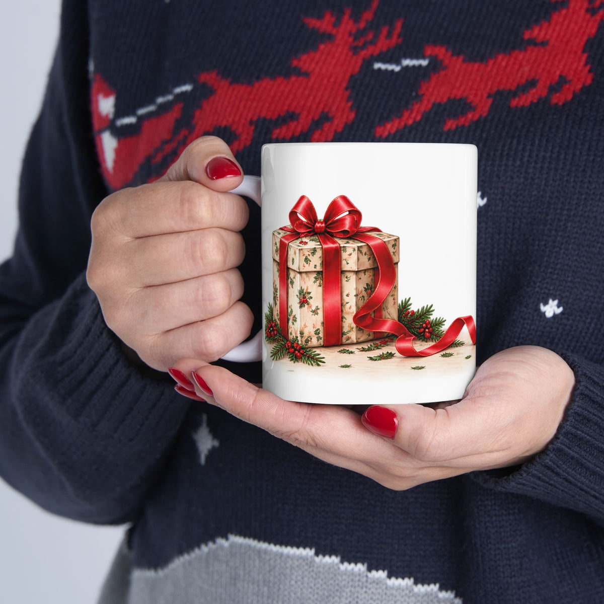 Christmas Cat Ribbon Heist -Personalized  Ceramic Mug