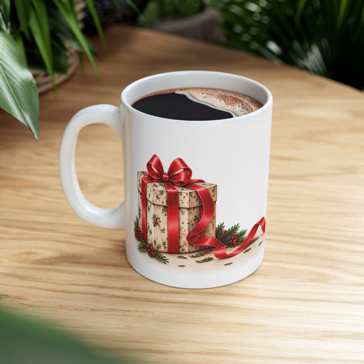Christmas Cat Ribbon Heist -Personalized  Ceramic Mug