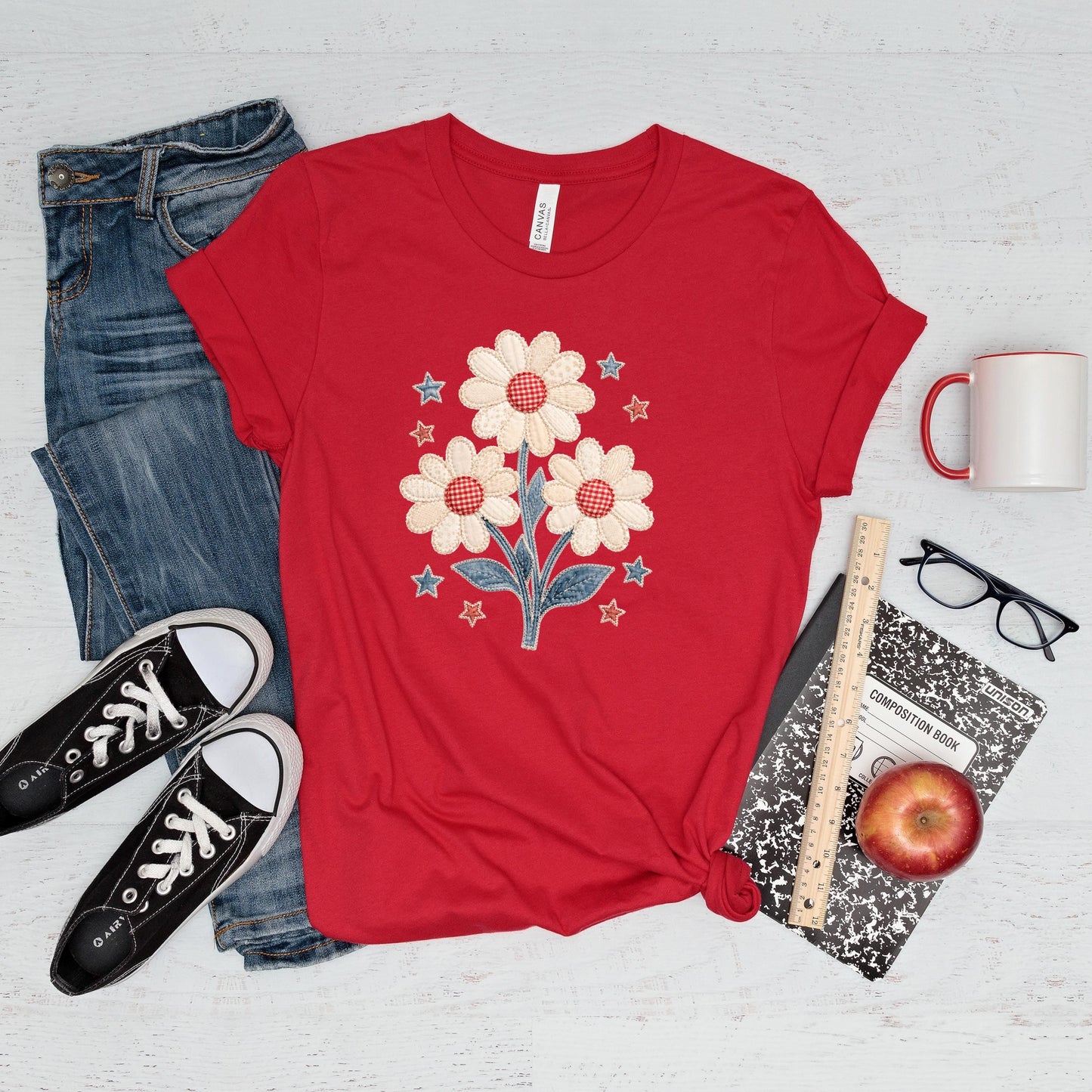 Patriotic Shirt - Floral 4th Of July Tee | Boho Retro Hippie Daisy Lover Shirt