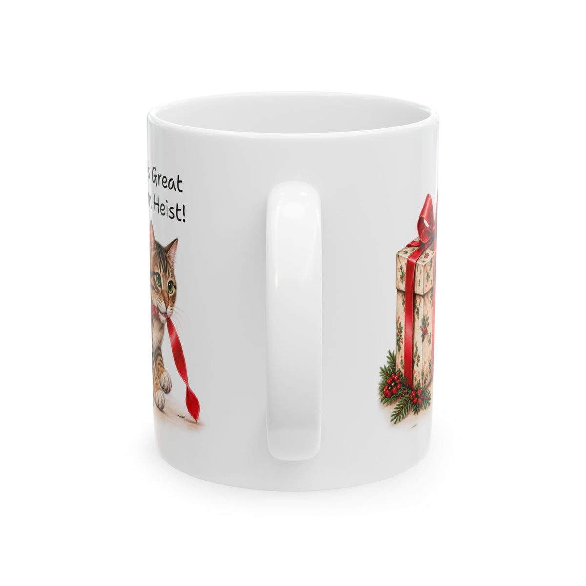 Christmas Cat Ribbon Heist -Personalized  Ceramic Mug