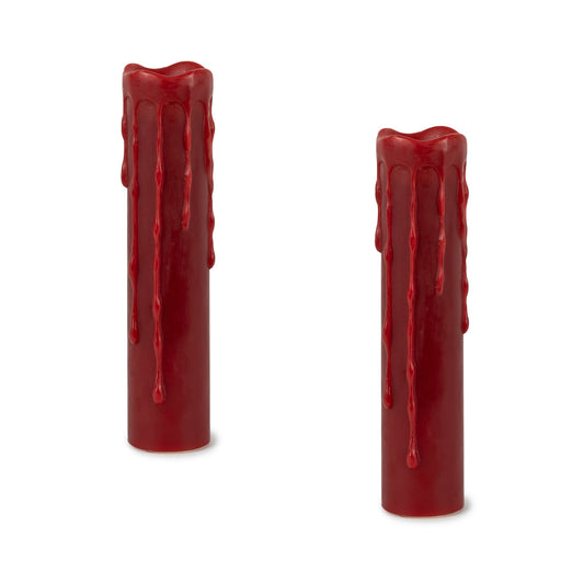 Set of 2 Red LED Drip Wax Candles with Remote