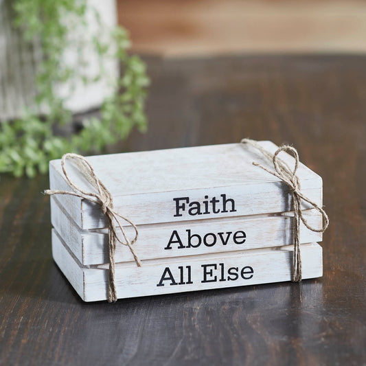 Faux Book Stack: Faith Above All Else