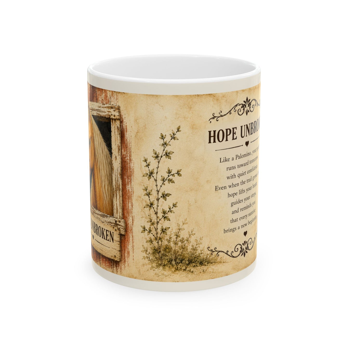 Hope Unbroken- Vintage Palomino Horse Mug, (11oz)