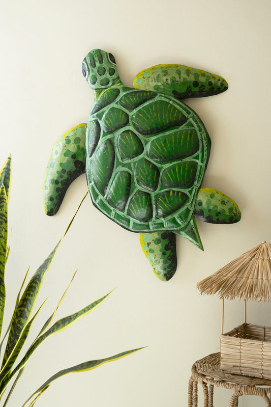 Rustic Recycled Metal Sea Turtle Wall Decor