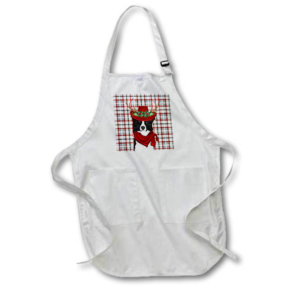 Apron - Western Plaid and Border Collie Country Christmas Cowboy Theme Fleas NaviDOG Collection