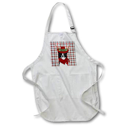 Apron - Western Plaid and Border Collie Country Christmas Cowboy Theme Fleas NaviDOG Collection
