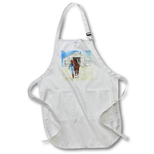 Apron - Country Western Cowgirl with her Horse and a Stable for Country Girls Western