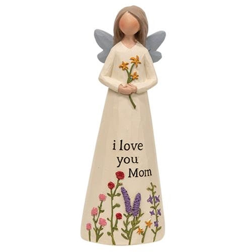 I Love You Mom Resin Angel Figurine