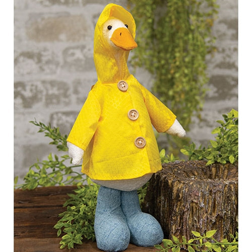 Standing Duck in Raincoat Farmhouse Spring Decor Accent