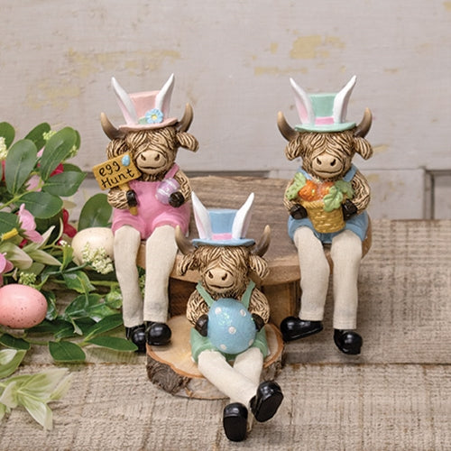 Assorted Resin Easter Highland Sitters with Dangling Legs