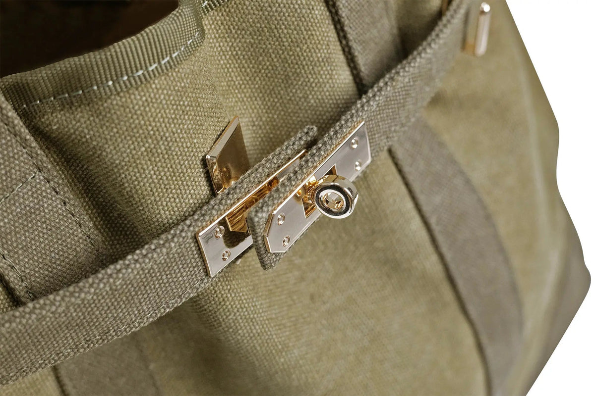 Huntley Equestrian Barnkin Canvas Tote with Gold Hardware, Military Olive