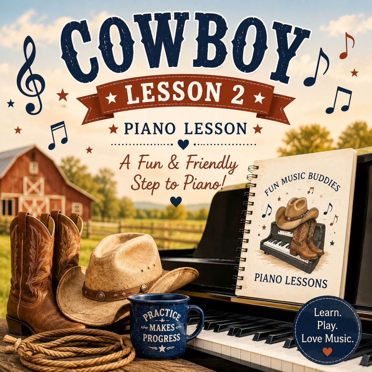 Pre-recorded Piano Lesson #2- Cowboy