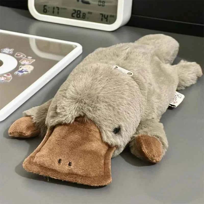 Kawaii Plush Platypus Pencil Case (10.6 in) - Large Capacity Cosmetic & Storage Bag