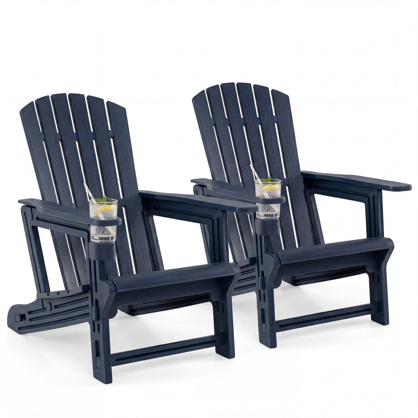 Adirondack Chairs Set of 2 HDPE with Cup Holders