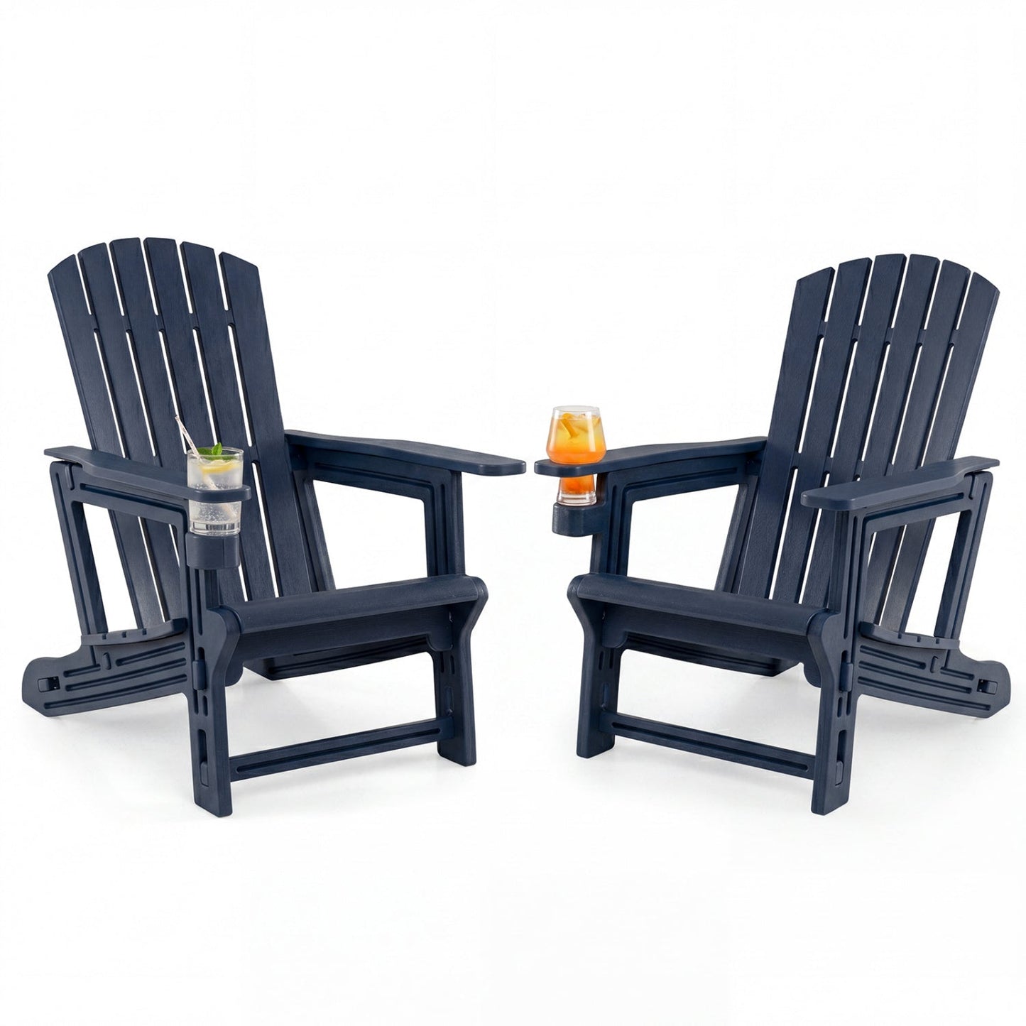 Adirondack Chairs Set of 2 HDPE with Cup Holders