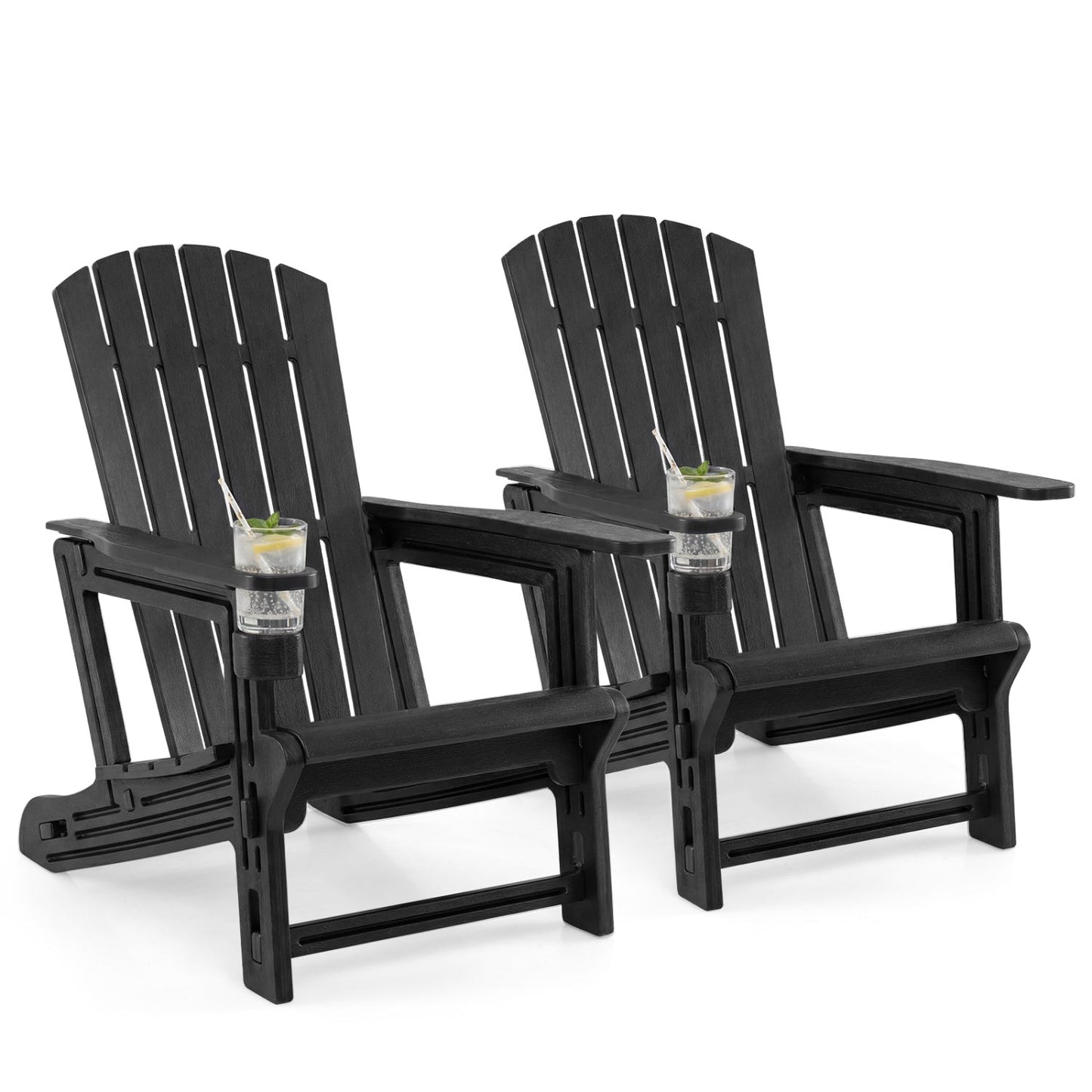 Adirondack Chairs Set of 2 HDPE with Cup Holders