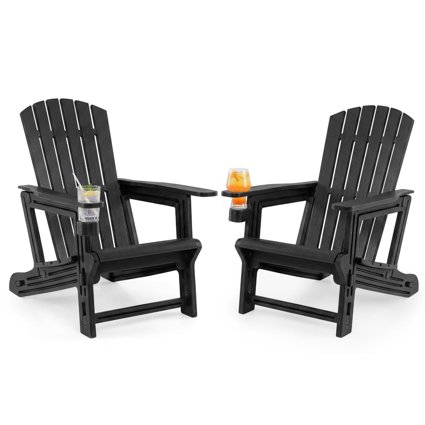 Adirondack Chairs Set of 2 HDPE with Cup Holders