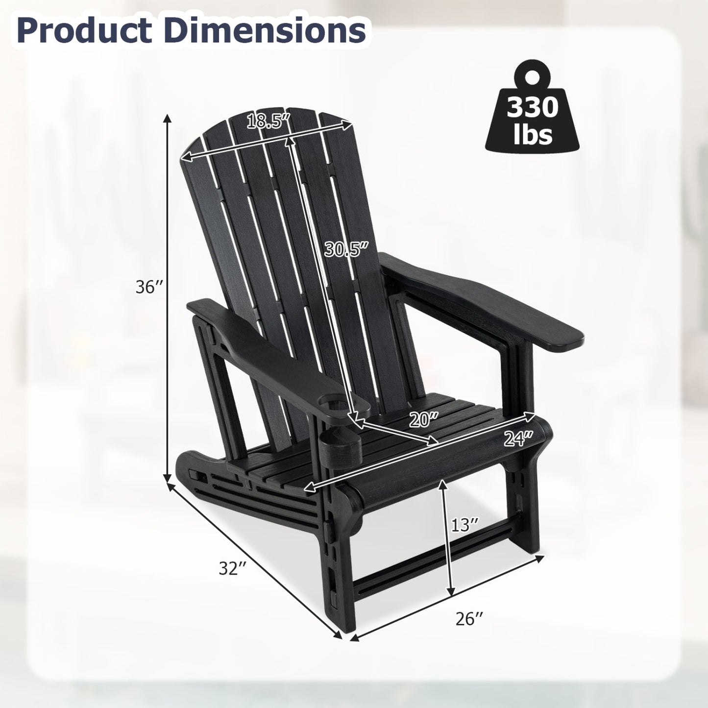 Adirondack Chairs Set of 2 HDPE with Cup Holders