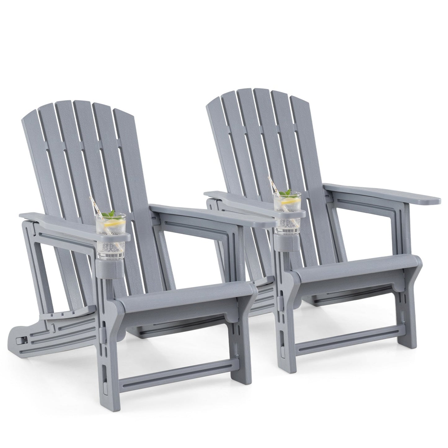 Adirondack Chairs Set of 2 HDPE with Cup Holders