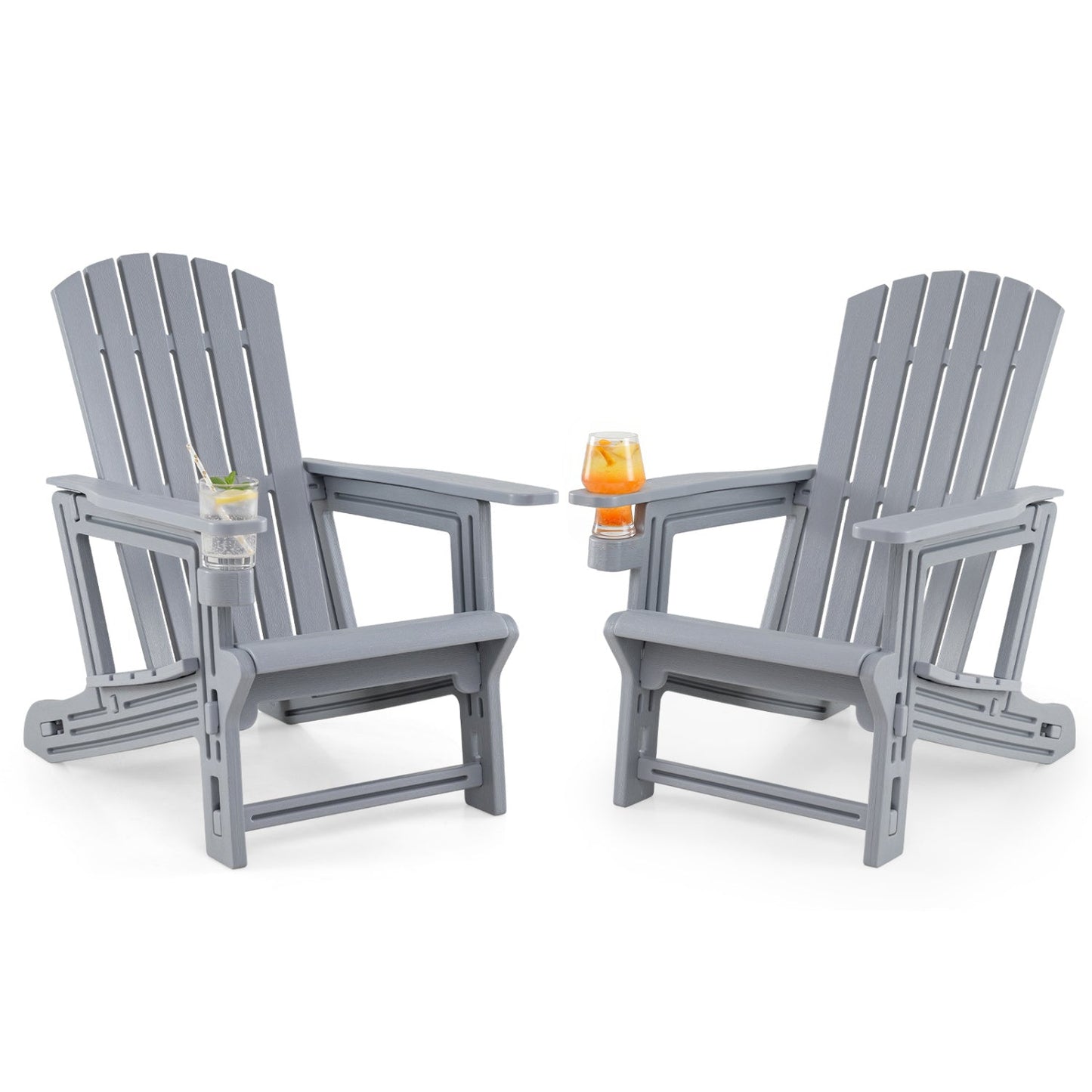 Adirondack Chairs Set of 2 HDPE with Cup Holders