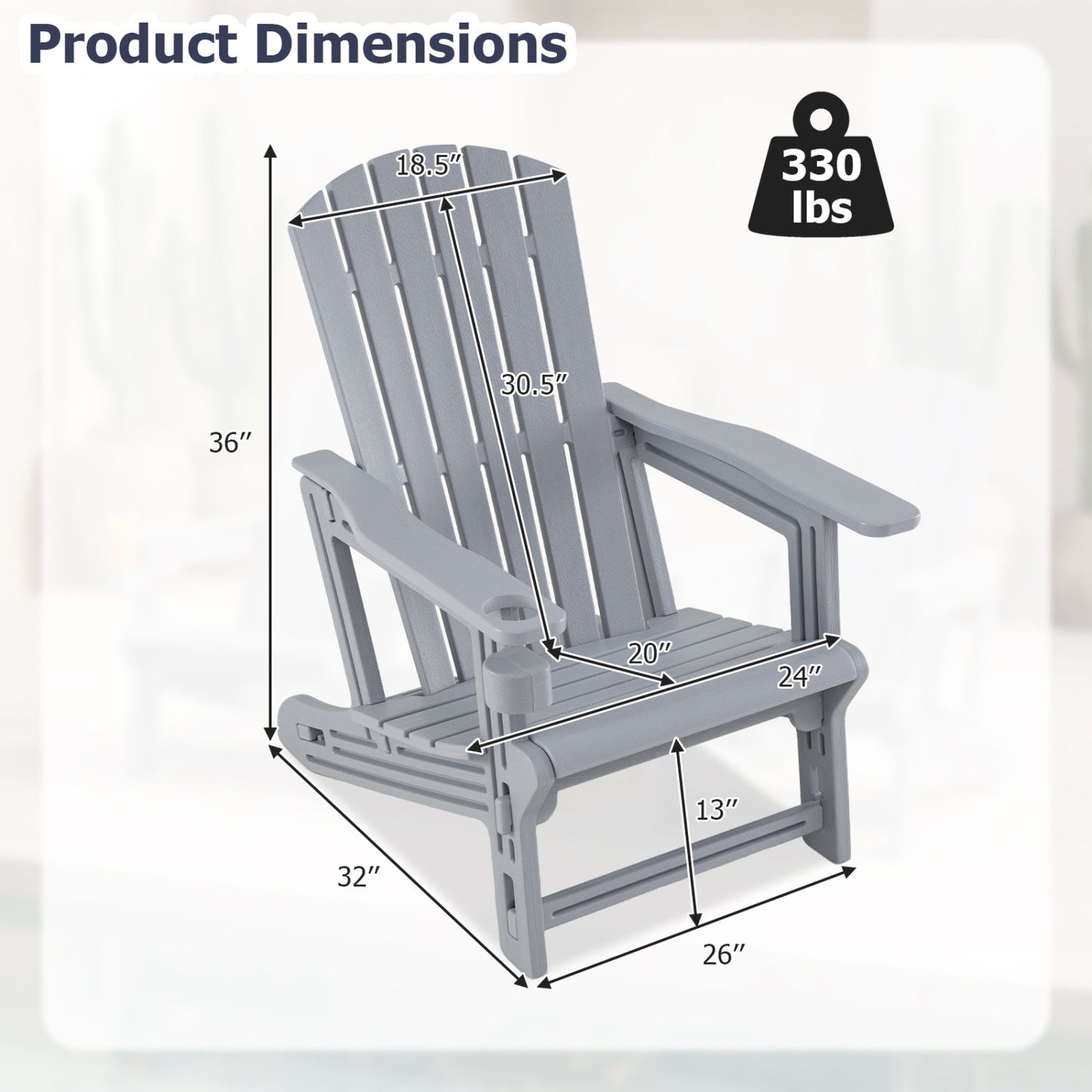 Adirondack Chairs Set of 2 HDPE with Cup Holders