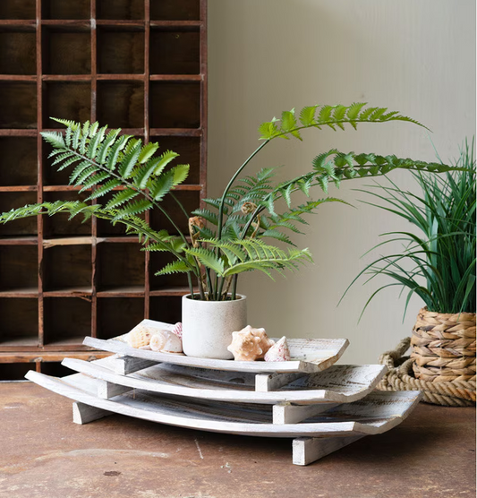 Set of Three of Rustic Curved Wooden Bowls