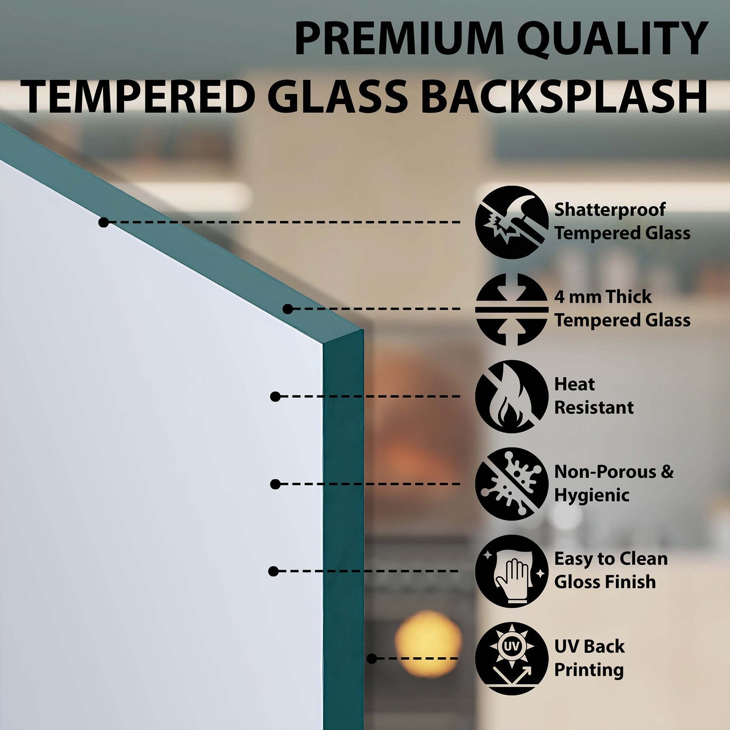 Golden Olive – Tempered Glass Backsplash for Kitchen – Botanical Kitchen Splashback