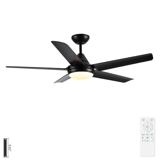 Ceiling Fan With Lights And Remote Control, Reversible DC Motor, 6 Speeds, 3 Cct Dimmable LED, Quiet Timer For Indoor - Black
