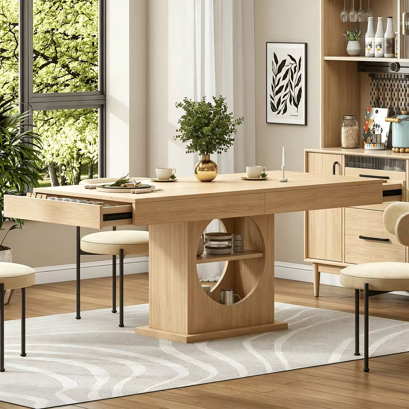 Modern Farmhouse Solid Wood Kitchen Desk with Storage