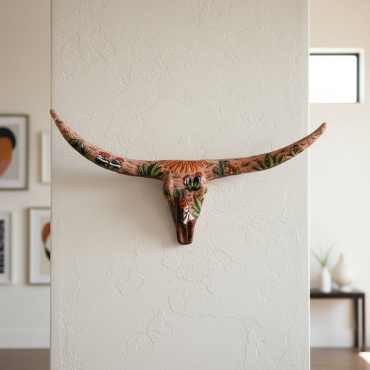 Talavera Longhorn Skull | Terracotta Desert Design
